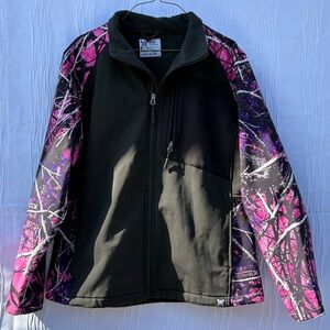 Moonshine Muddy Girl camo camouflage soft shell full zip jacket women’s size XL